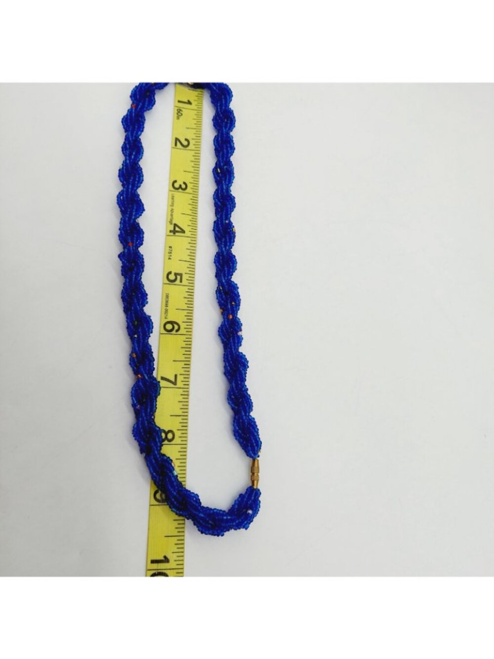 Blue Seed Bead Necklace Barrel Clasp Red Beads Choker - Picture 4 of 6